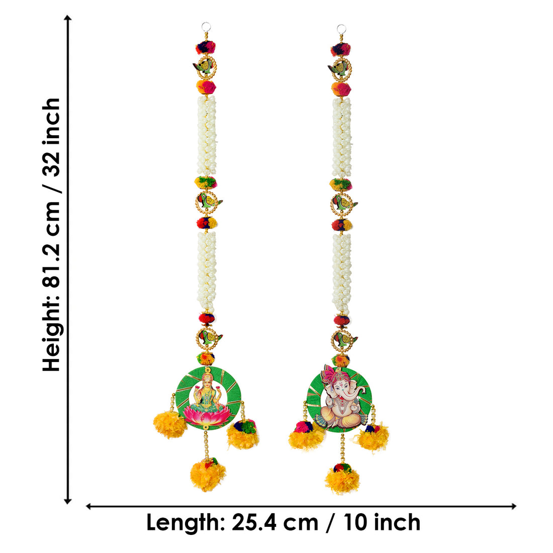Artificial Jasmine Flower with Laxmi Ganesha Wall Hanging (Color-Assorted)