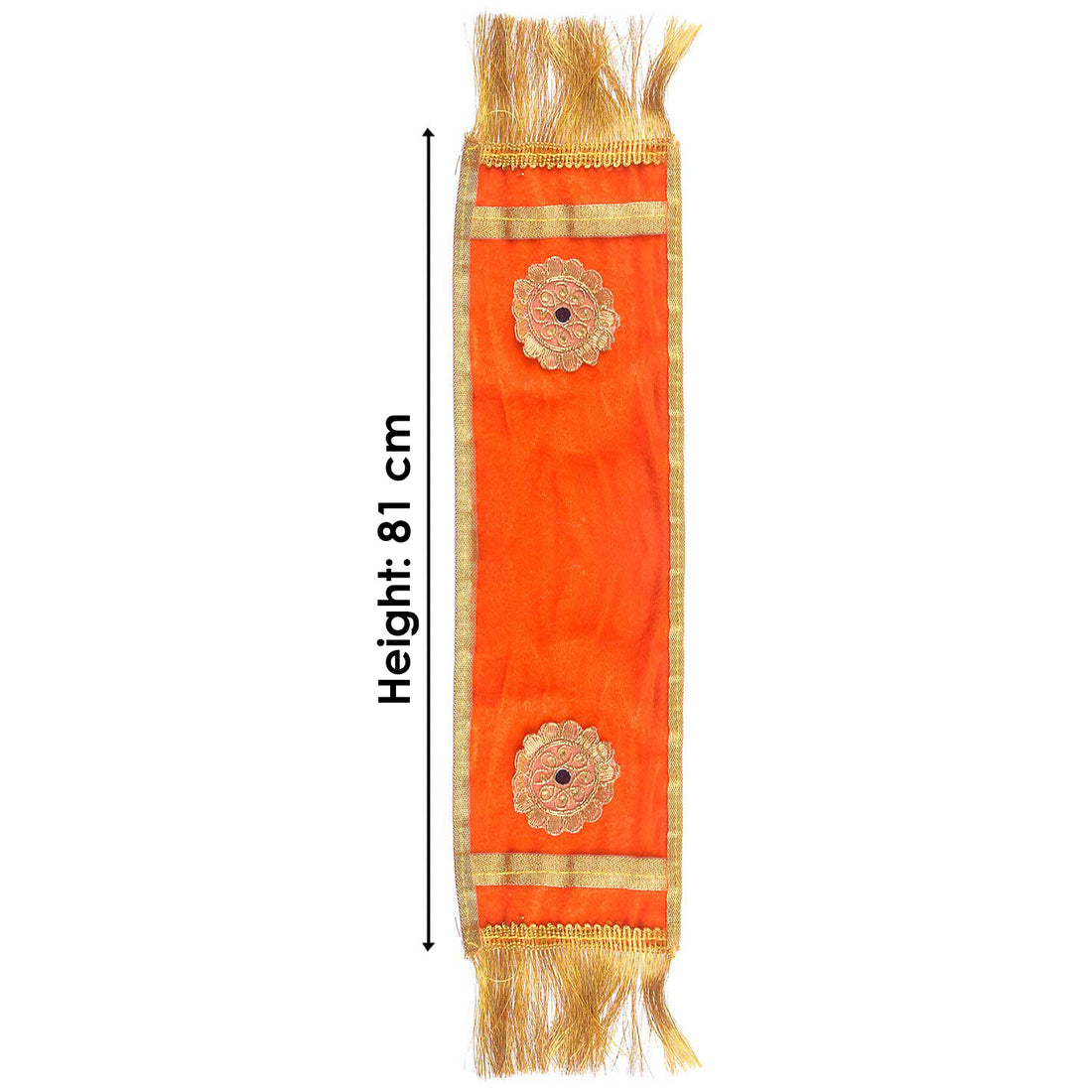 Decorative Orange Ganpati Idol Patka with Gold Border