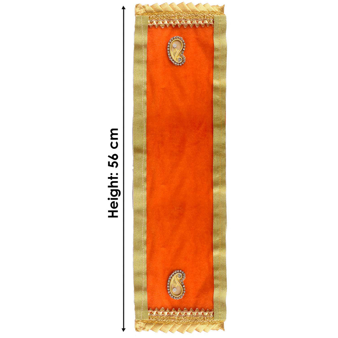 Orange Velvet Ganpati Idol Patka with Gold Border - 22 Inch