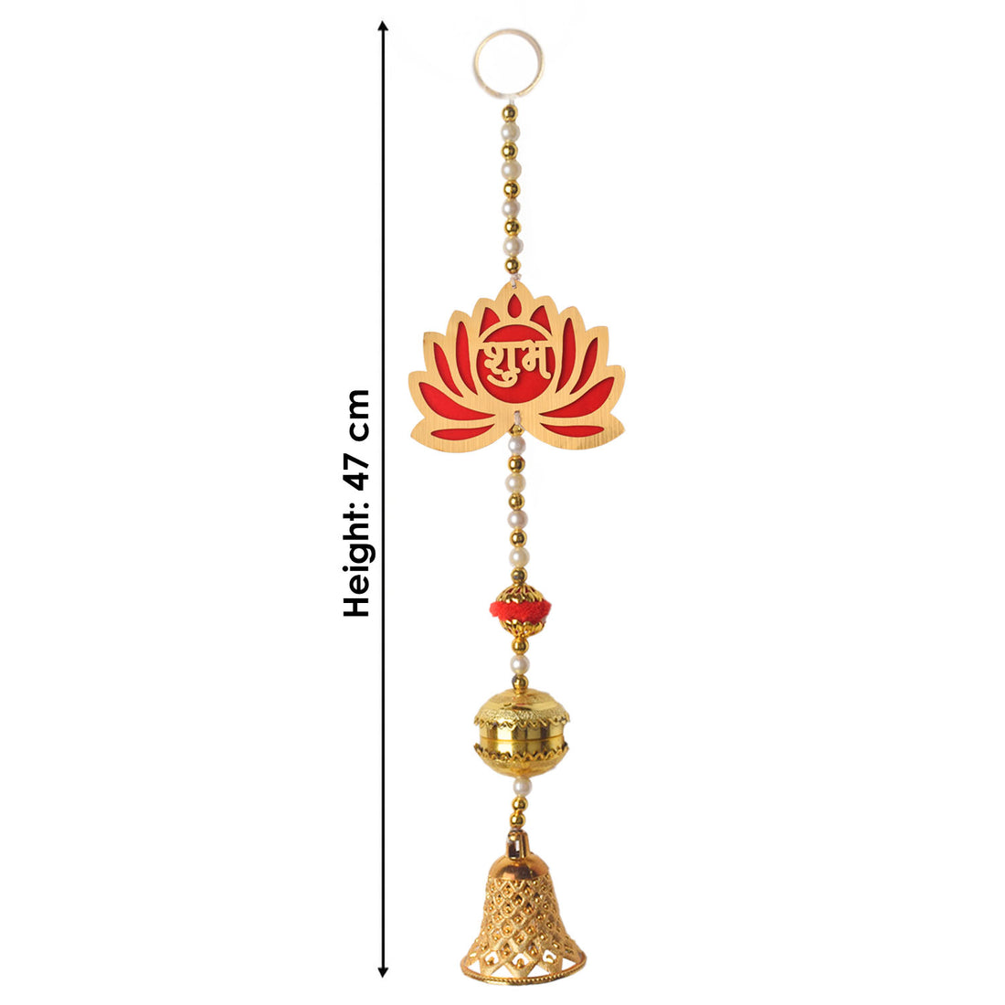 Shubh Labh 1-Tier Lotus with Bell Wall Hanging (Pair)