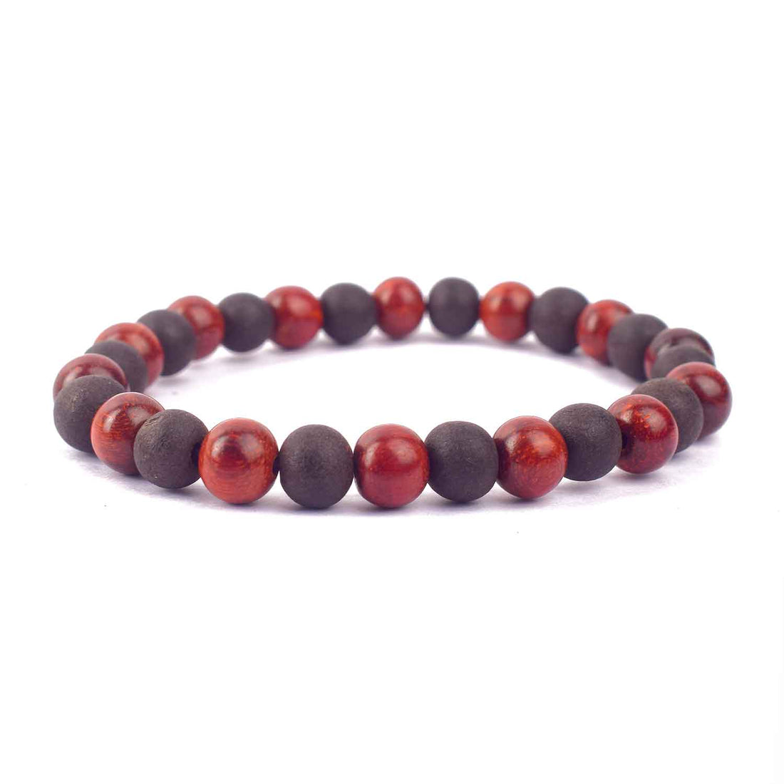 Govt. Certified 8mm Red Sandalwood and Karungali Bracelet