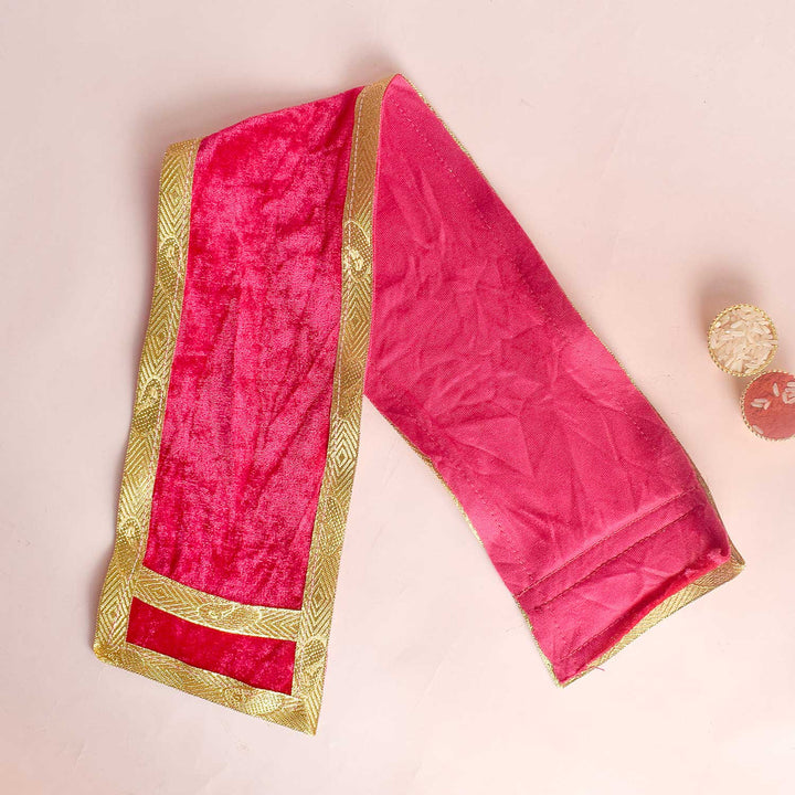Elegant 22-inch pink Angvastra Patka Dupatta for traditional wear, puja, and spiritual ceremonies, made from premium fabric. Indiaβs Largest Pooja Accessories Brand β www.satvikstore.in