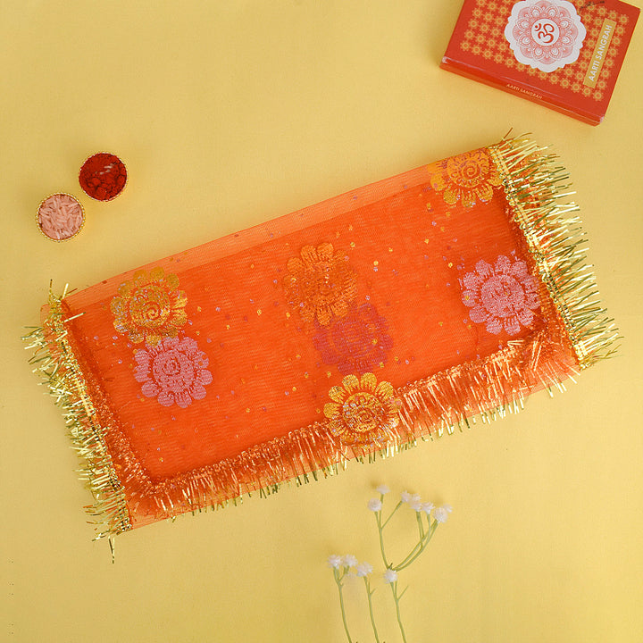 24x12 inch Mata Chunni with traditional floral design for pooja rituals and idol decoration β Indiaβs Largest Pooja Accessories Brand β www.Satvikstore.in