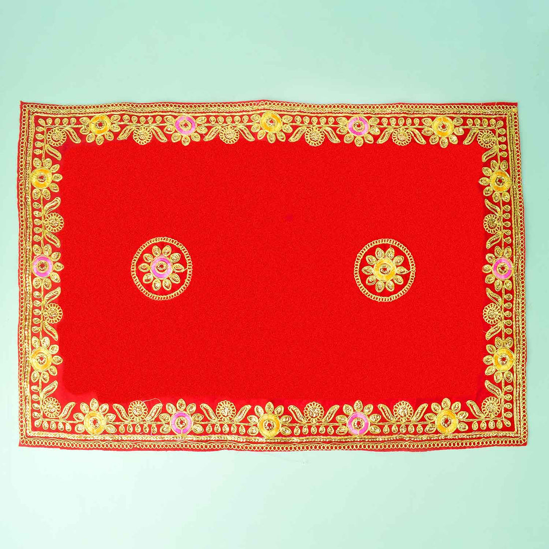 Flower Designer Velvet Aasan | India’s Largest Pooja Accessories Brand - www.satvikstore.in