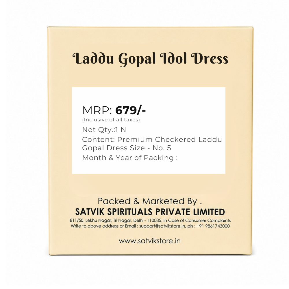 Size 0 to 5 Premium Checkered Laddu Gopal Dress