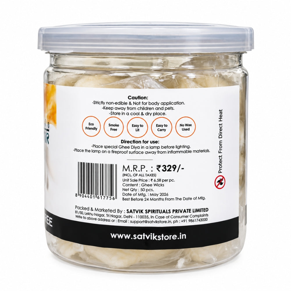 Pure Ghee Diya Wicks (Wax Free)