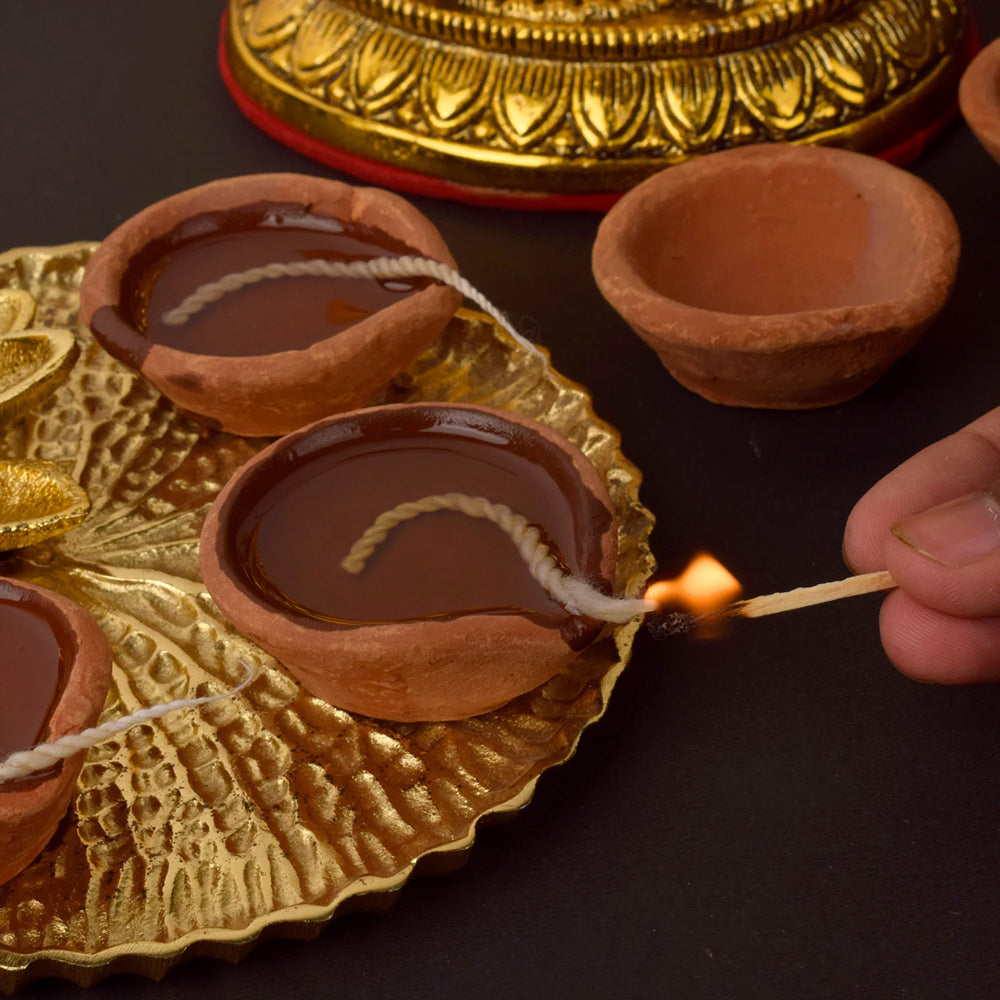 Traditional Earthen Clay Diya 12 Pc Set