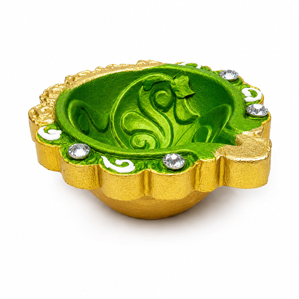 12 Pack Designer Terracotta Decorative Painted Clay Diyas