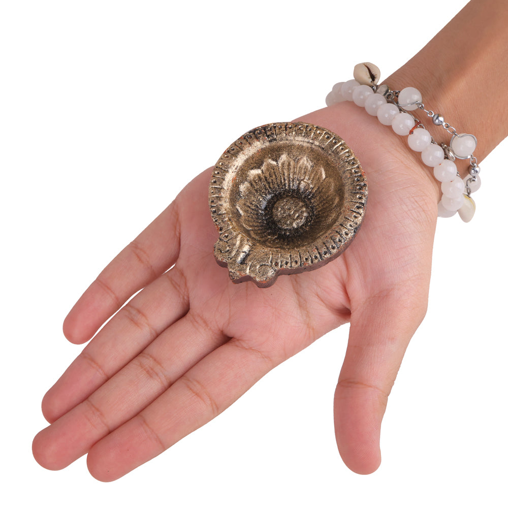 12 Pack Antique Metallic Silver & Black Designer Clay Diyas
