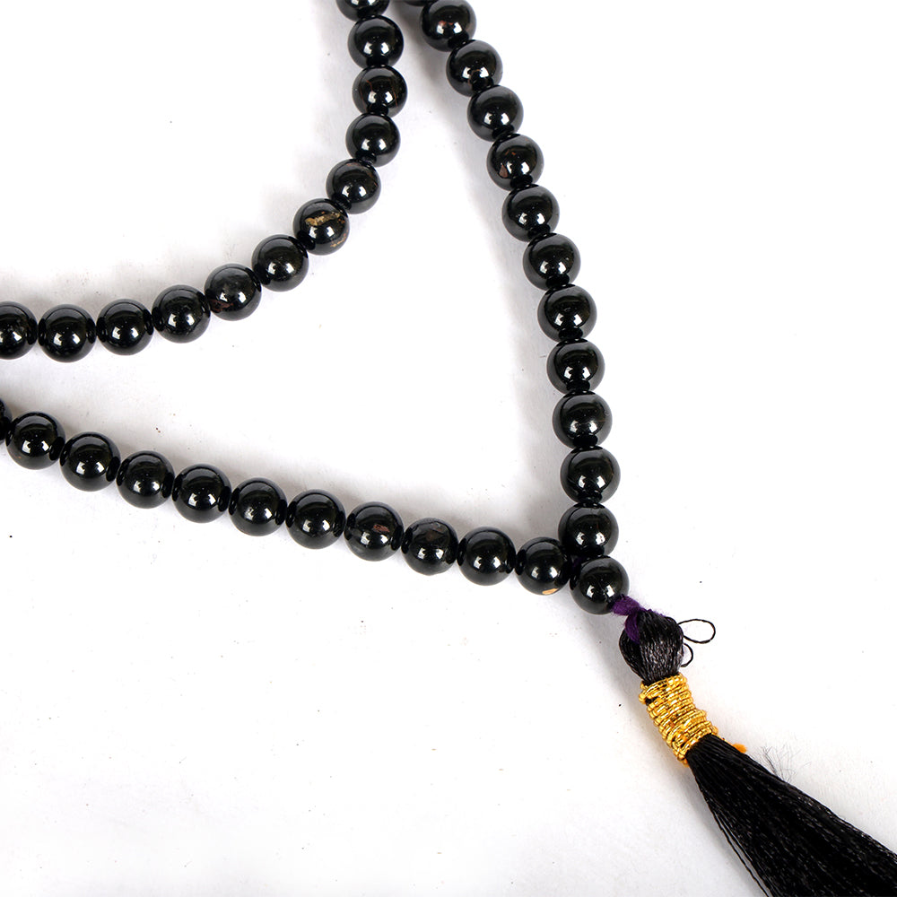 Premium Hakik Jap Mala Crystal Black turmaline