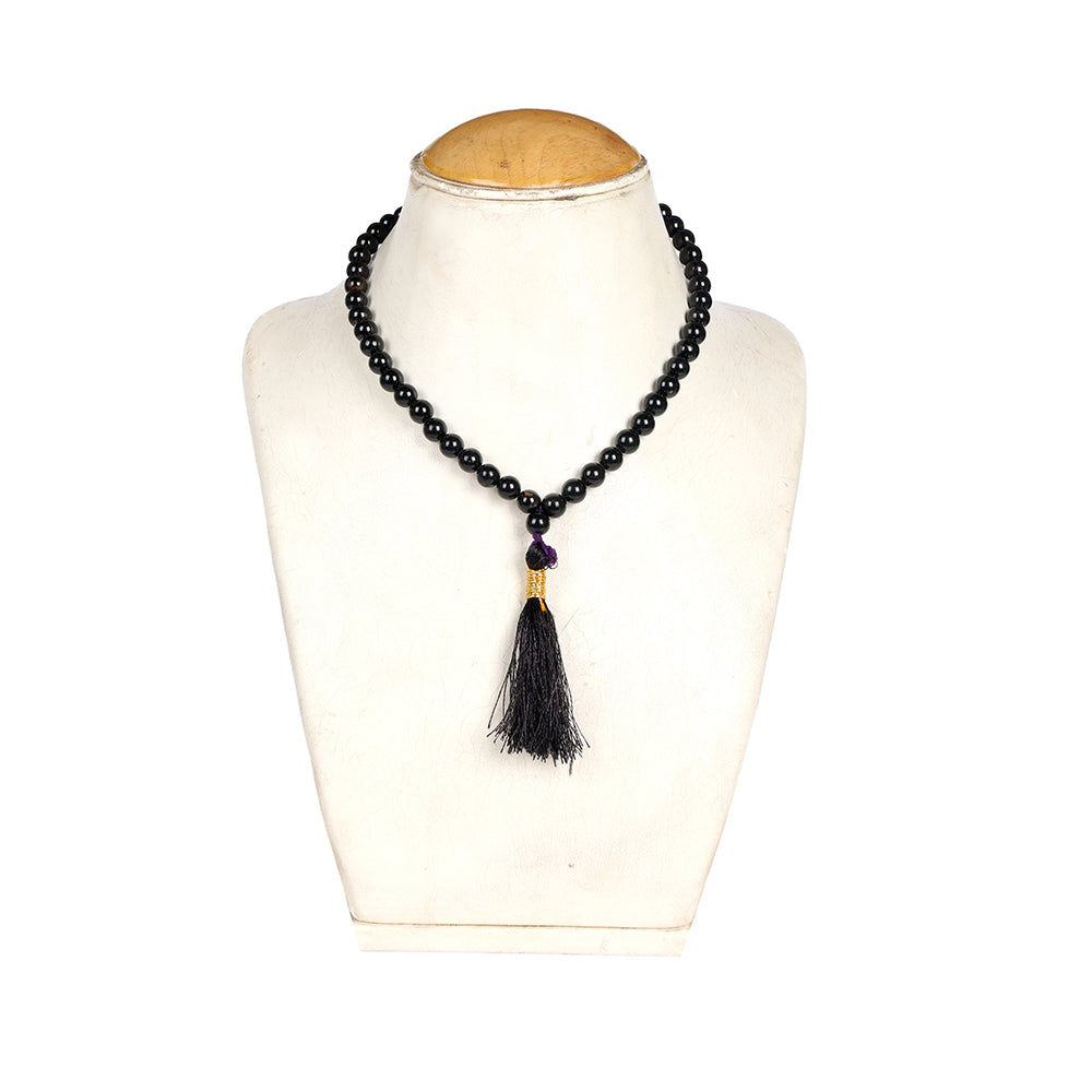 Premium Hakik Jap Mala Crystal Black turmaline