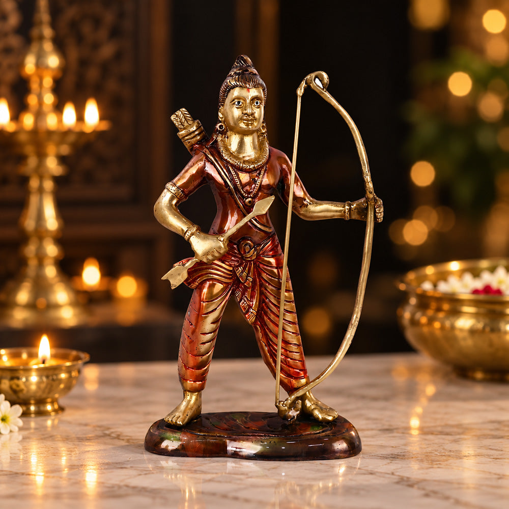 10.6 Inch Victorious Ram with Bow Brass Idol