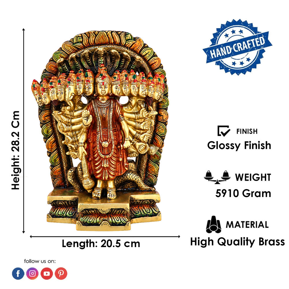Brass Virat Dusmukhi Vishnu Swaroop Statue – Large