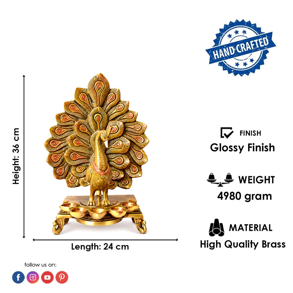 14 Inch Stylish Peacock Panch Diya