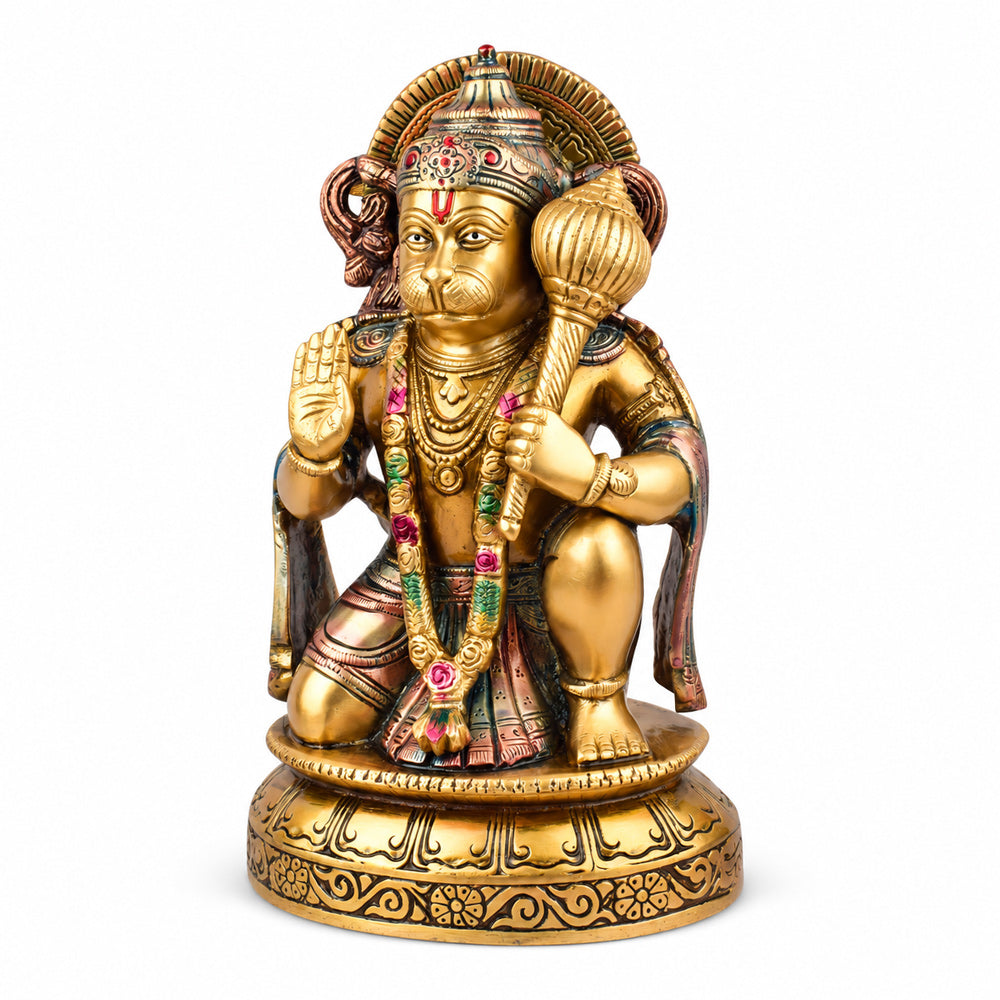 10.6 Inch Brass Hanuman Idol – Protector of Courage and Faith