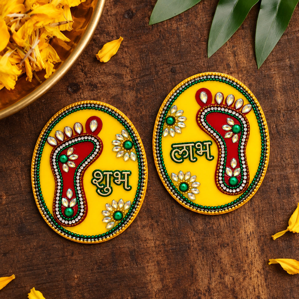 Traditional Auspicious Shubh Labh & Laxmi Feet Sticker