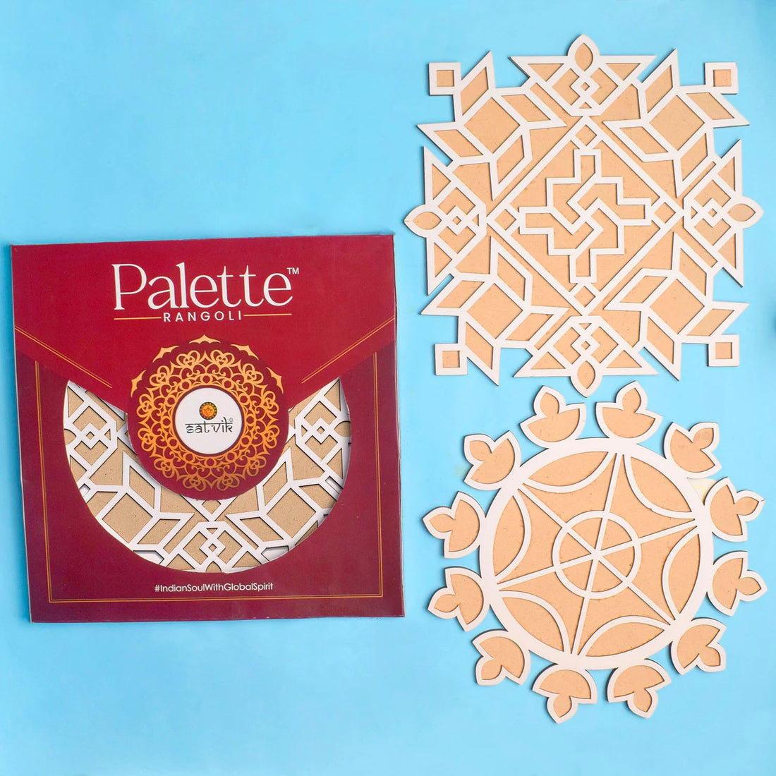 2 Pc Rangoli Pallets for Expressive Designs with Rangoli Colors