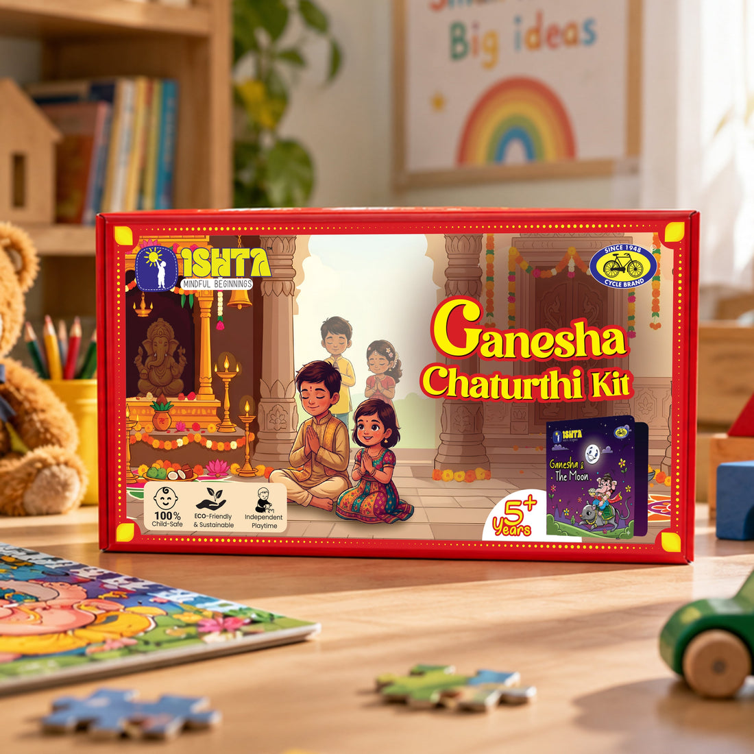 Ganesha Chaturthi Kit for Kids 5+ | Puzzle, Flash Cards & Comic Book