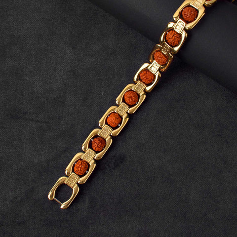 Gold Plated Rudraksha Bracelet with Premium PVD Coating β Spiritual and Stylish Wristwear from Satvikstore.in Indiaβs Largest Pooja Accessories Brand - www.satvikstore.in