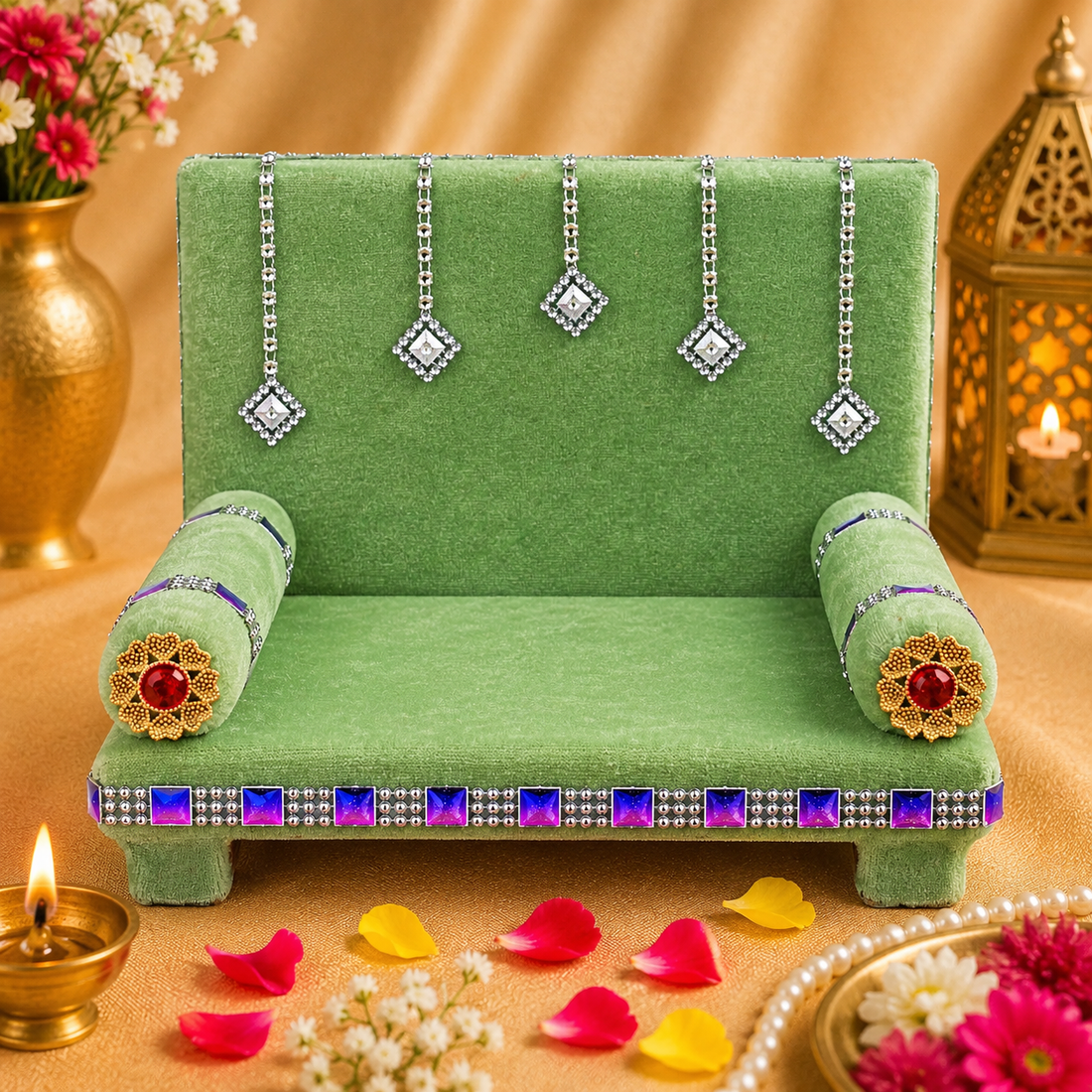 Velvet Radiance: Laddu Gopal's Glorious Singhasan