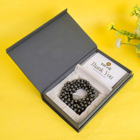 Hematite 108 Beads Hakik Mala β Shiny Metallic Prayer Beads for Grounding, Protection, and Spiritual Focus in Meditation. Indiaβs Premium Hakik Jap Mala Store-www.satvikstore.in