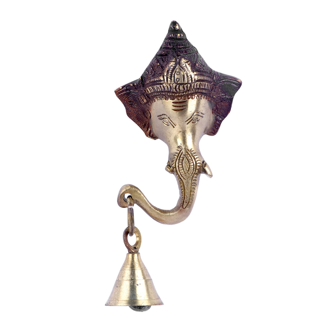 5.9 Inch Brass Decorative Ganesh Wall Hanging with Bell