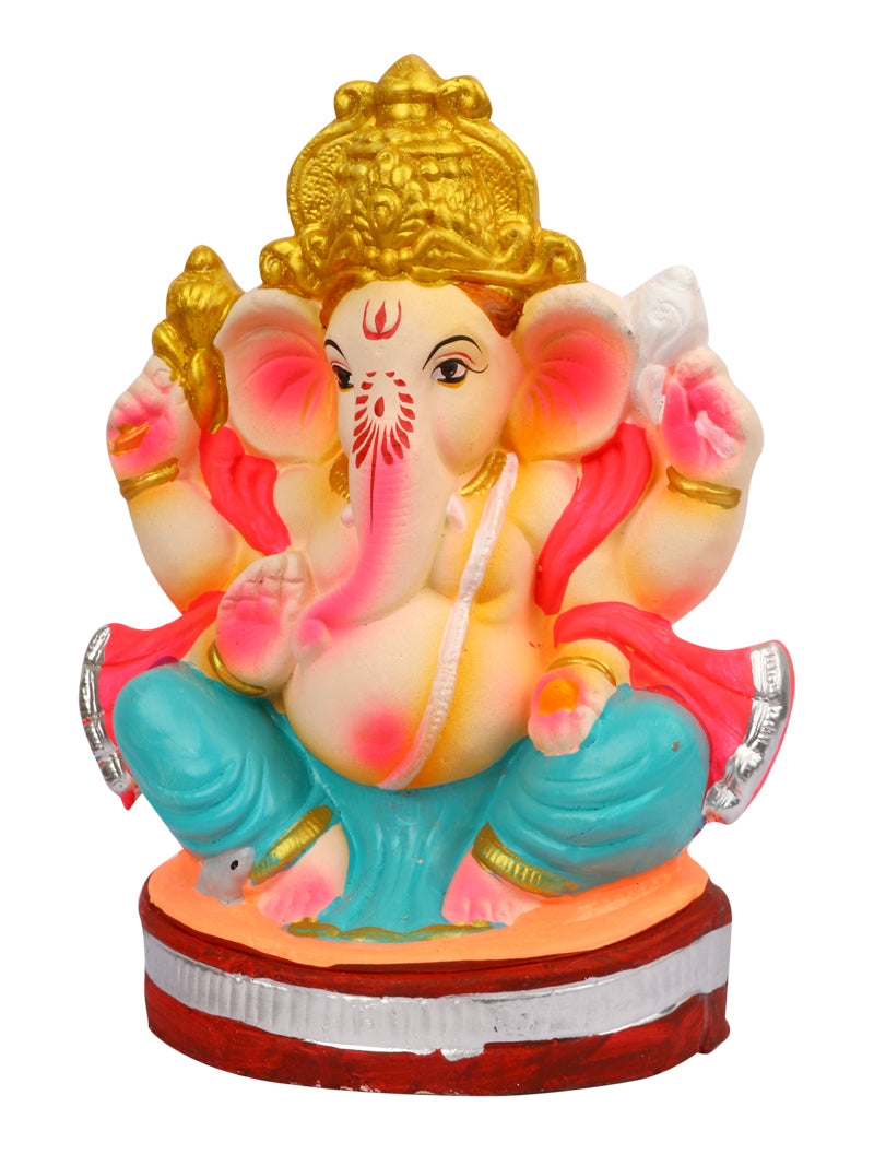 8 Inch Vikat Eco-Friendly Ganesha Idol in Padmasana Pose