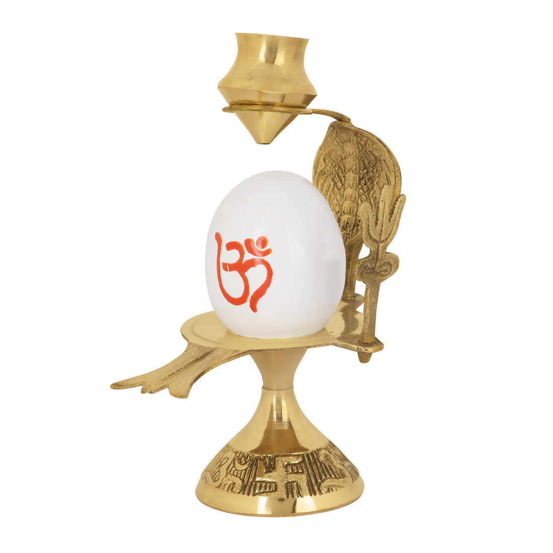 Mahadev White Stone Shivling With Nag, Trishul And Abhishek Patra