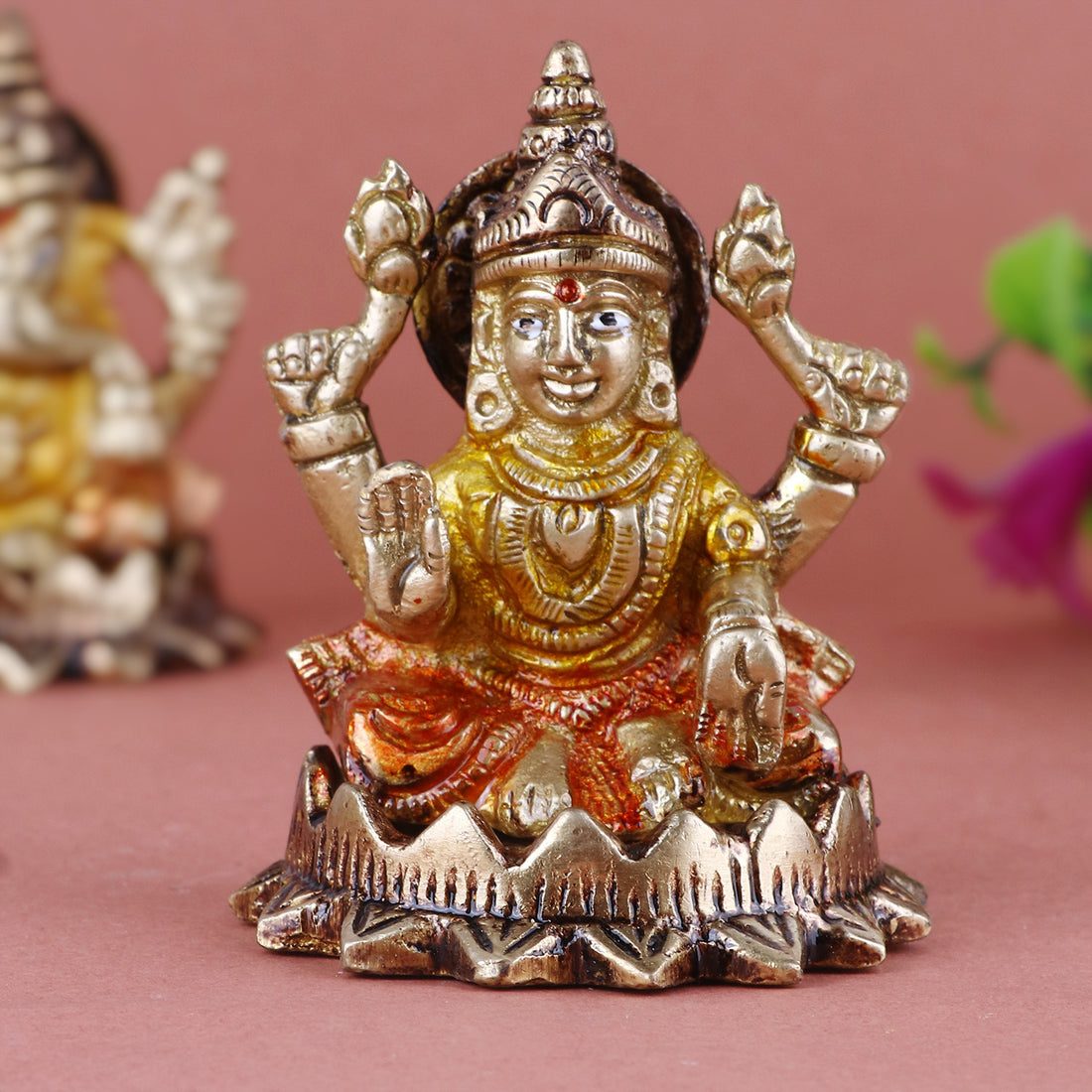 3 Inch Delightful Brass Laxmi Ganesh Idol