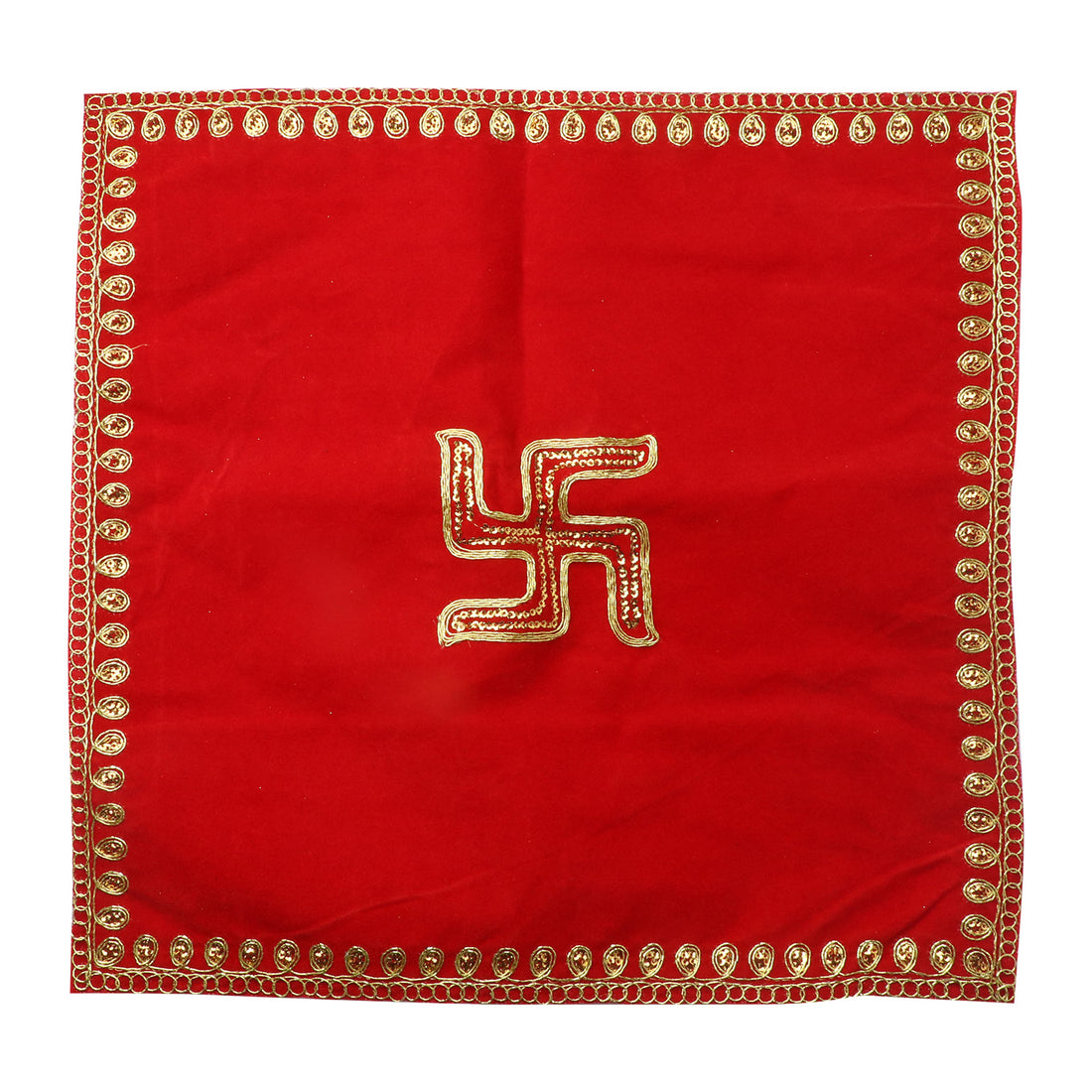 Swastik Red Velvet Puja Aasan
