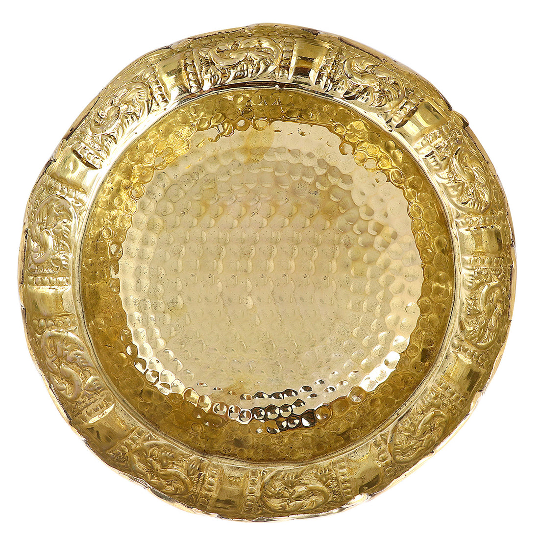 Elegant Floral Design Embossed Brass Urli For Decor