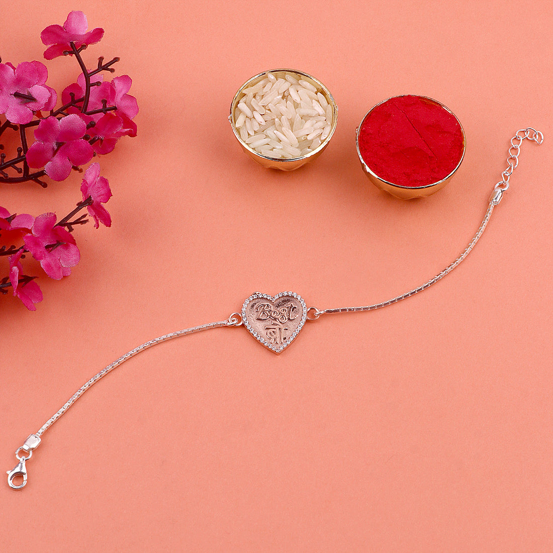 925 Silver Best Bro Rakhi Heart Design