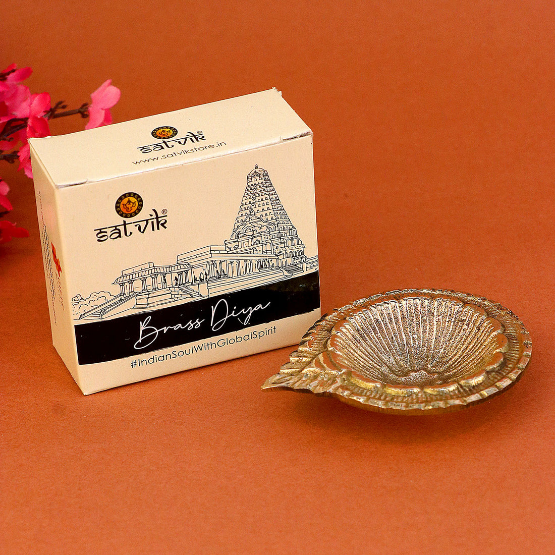 Brass Laxmi Diya Engraved Floral Design