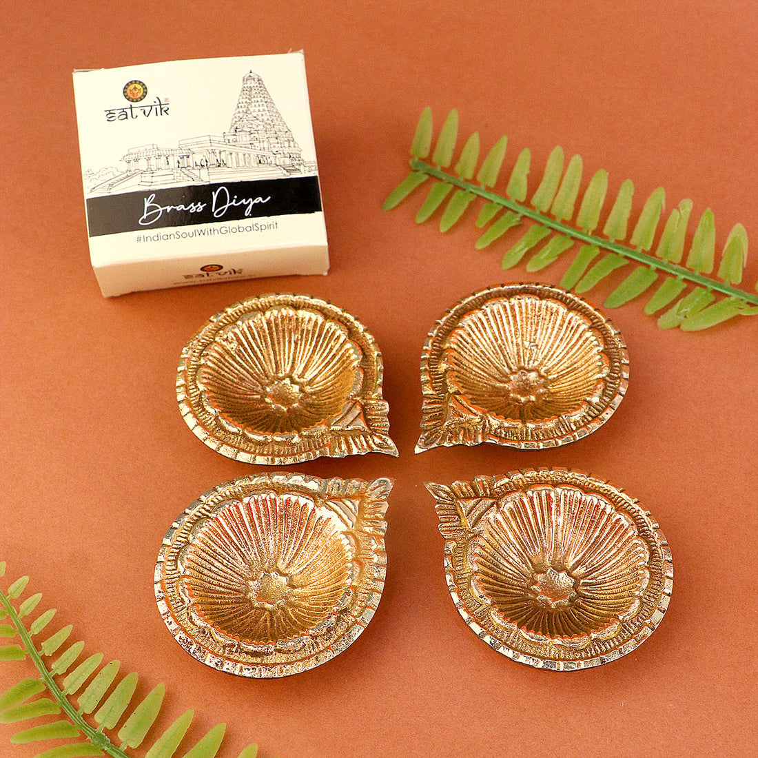 Brass Laxmi Diya Engraved Floral Design