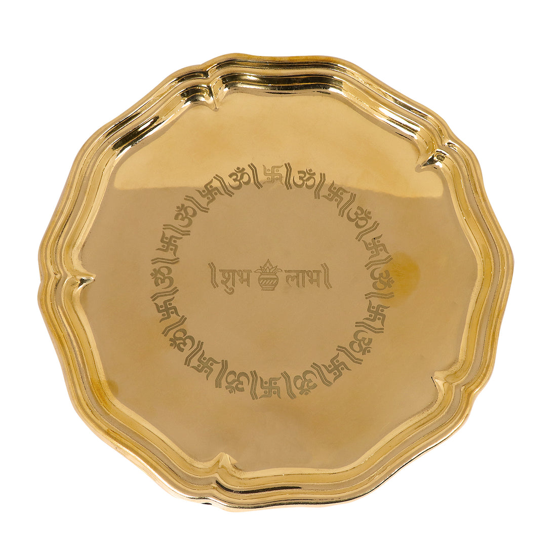 7 Piece Brass Shubh Labh Pooja Thali Set (8 Inch) Design 8