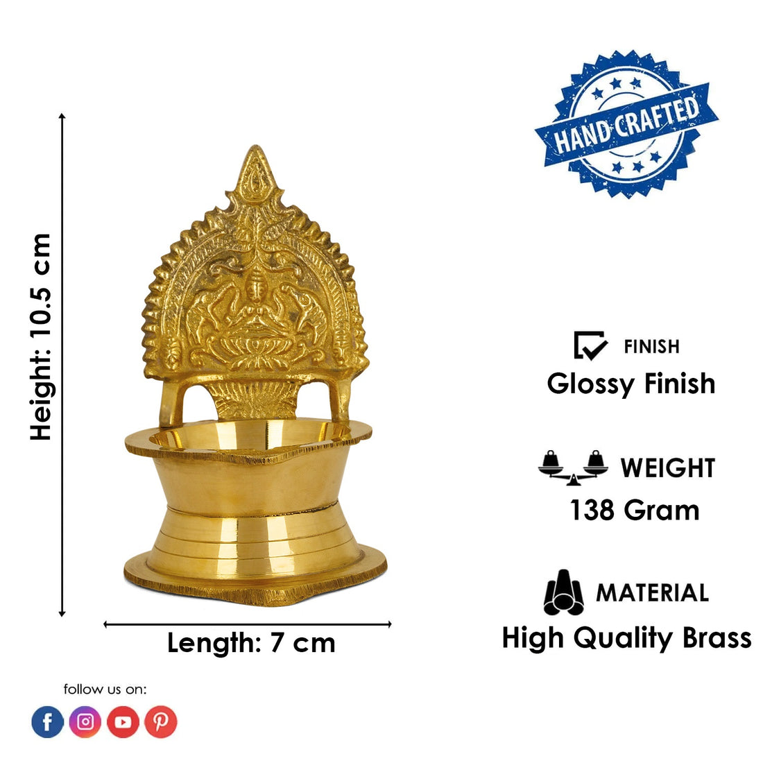 Brass Kamakshi Amman Diya (Medium)