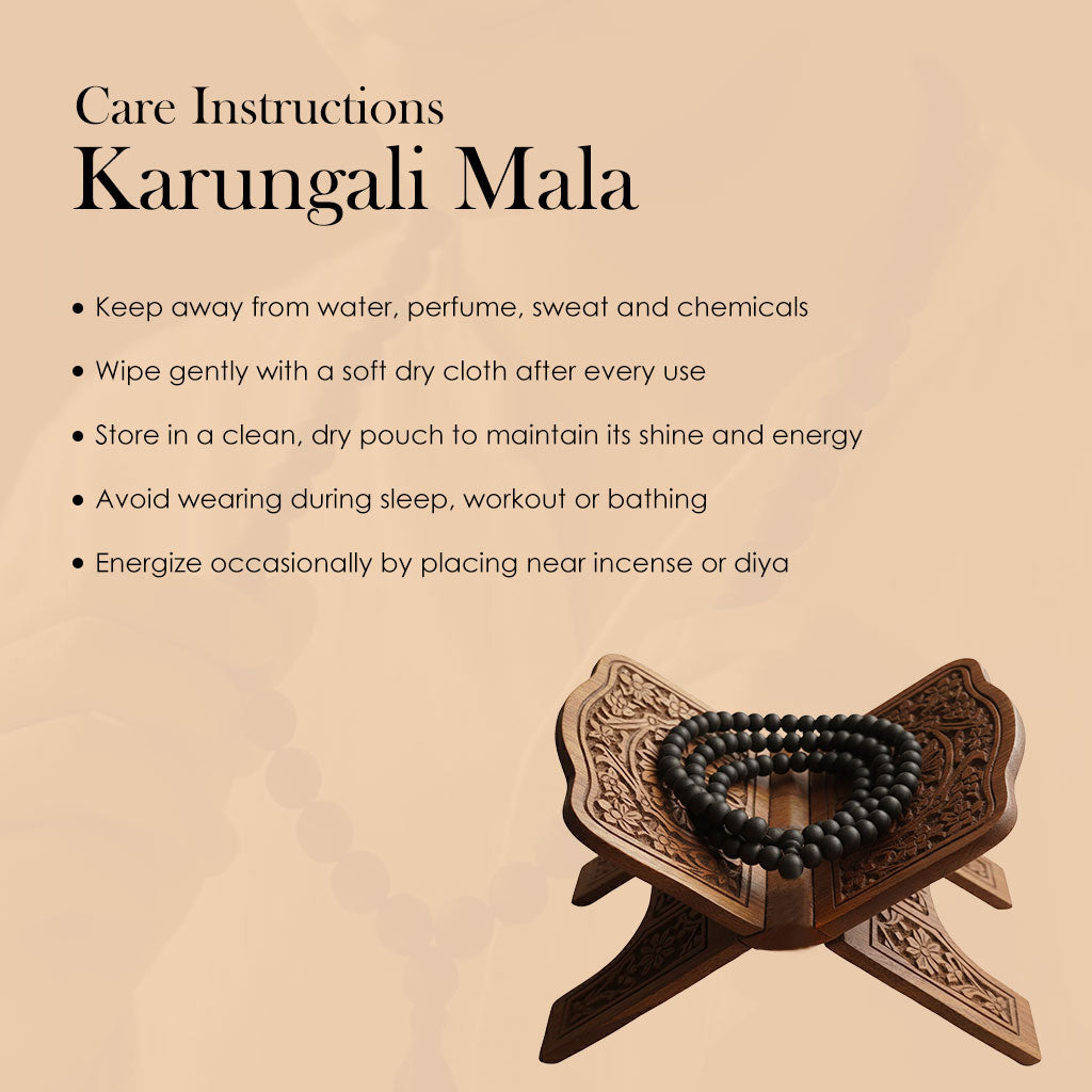 Karungali Mala 12mm with Sumeru Bead Energy Shield Govt Certified