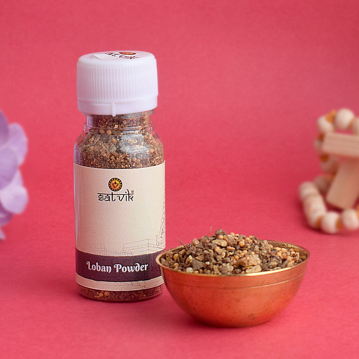 Loban powder for pooja is used for purifying the environment, creating a serene and divine atmosphere during rituals. Its aromatic fragrance enhances spiritual practice and offers blessings of peace and prosperity β Indiaβs Largest Pooja Accessories Brand β www.satvikstore.in