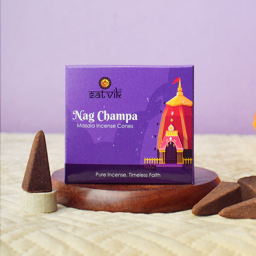 Buy Nag Champa Pure Masala Incense Cones Online | Satvikstore.in