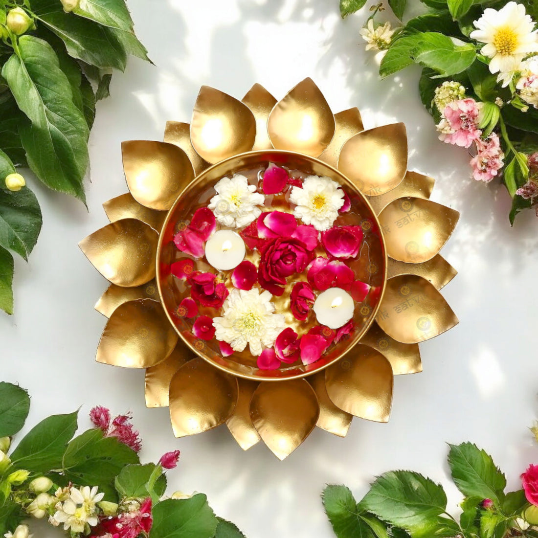 Inflorence Lotus Shape Metal Urli For Home Decor