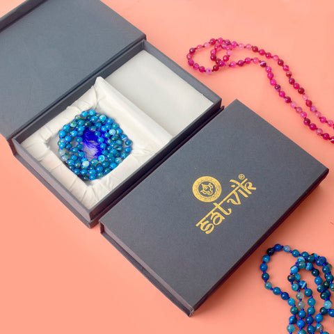 Premium Hakik Jap Mala with Blue Hakik Beads β A Spiritual Meditation Mala for Communication, Inner Peace, and Emotional Balance. Indiaβs Premium Hakik Jap Mala Store - www.satvikstore.in