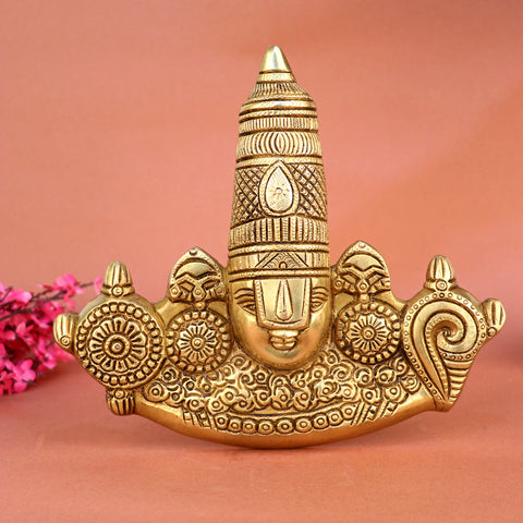 7.9 Inch Brass Tirupati Balaji Maharaj Face Wall Hanging β Intricately Designed Small Decorative Plaque of Lord Venkateswaraβs Face, Perfect for Home Entrance, Temple, or Spiritual Wall Decor. No.1 Brass Idol Store www.satvikstore.in