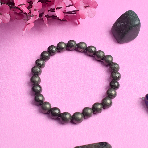 Pyrite Crystal Bracelet for Reiki Healing 8MM Beads β Authentic Energy Shield for Confidence and Protection. Indiaβs Largest Pooja Accessories Brand β www.satvikstore.in