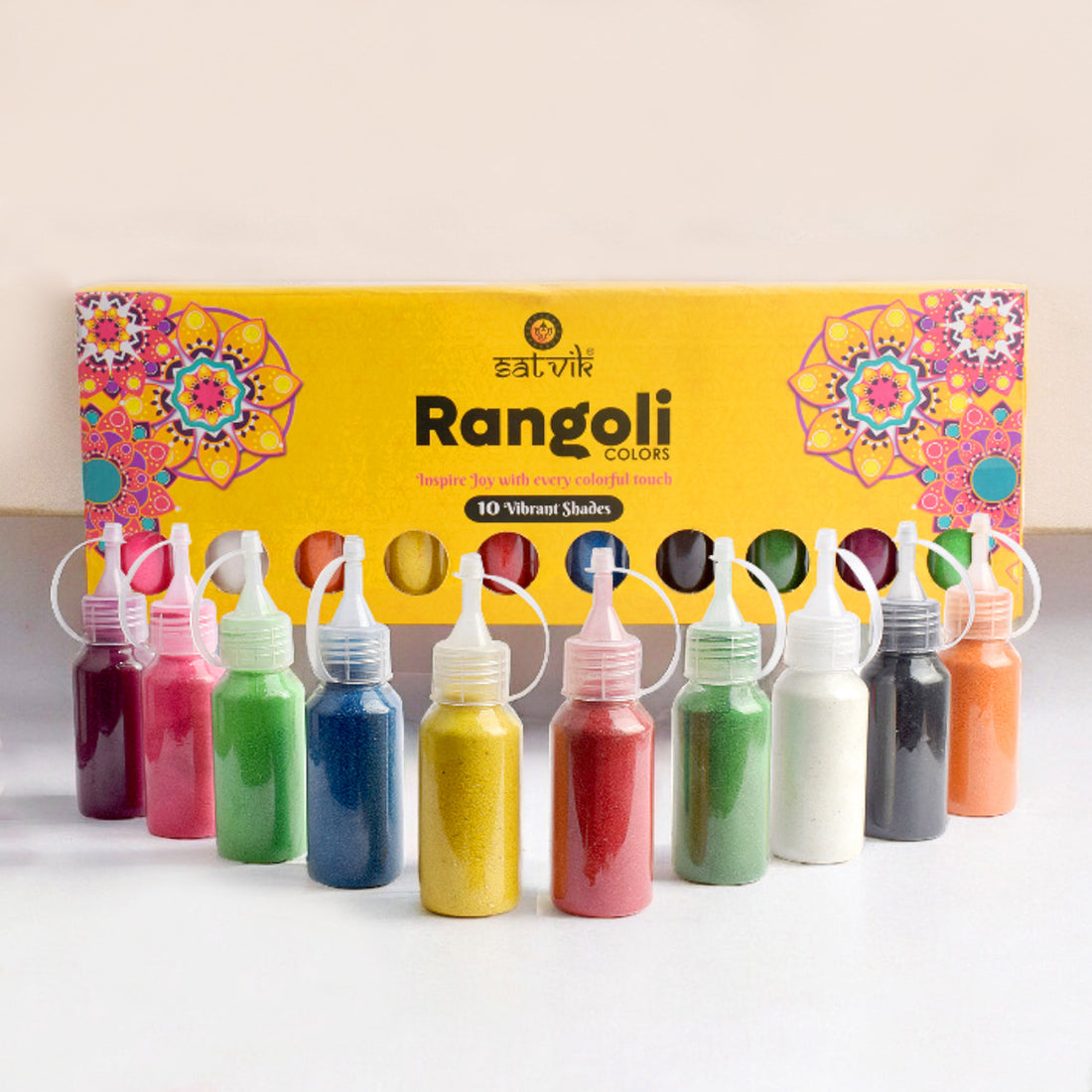 Rangoli Colors (10 Pc Bottle Pack) | Indiaβs Largest Pooja Accessories Brand β www.satvikstore.in