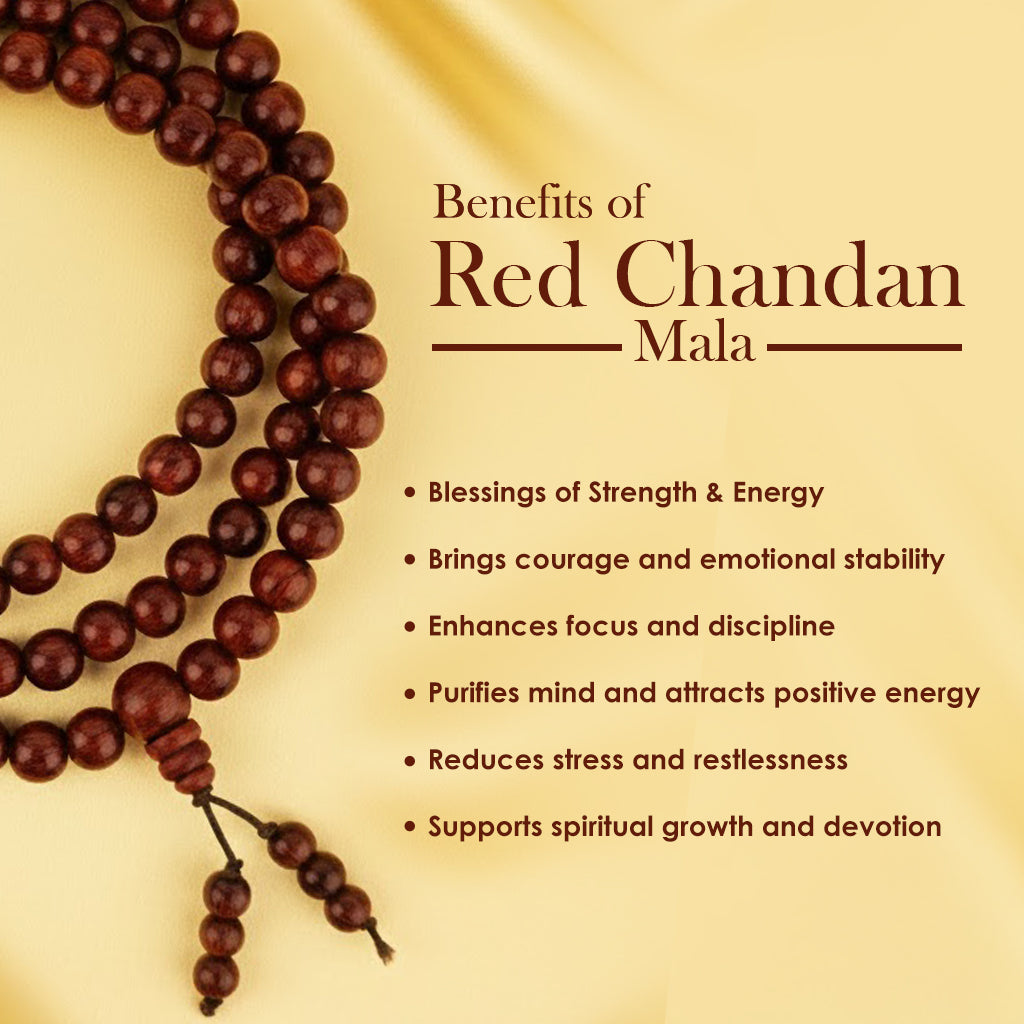 Certified 100% Original Authentic Pure Red Sandalwood Jap Mala (Andhra Pradesh)