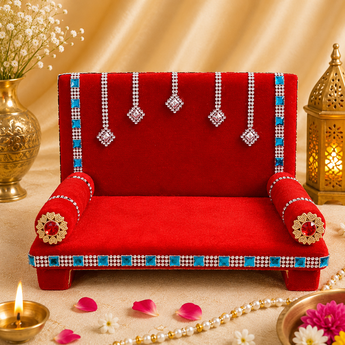 Serenading Laddu Gopal: Velvet Singhasan Large