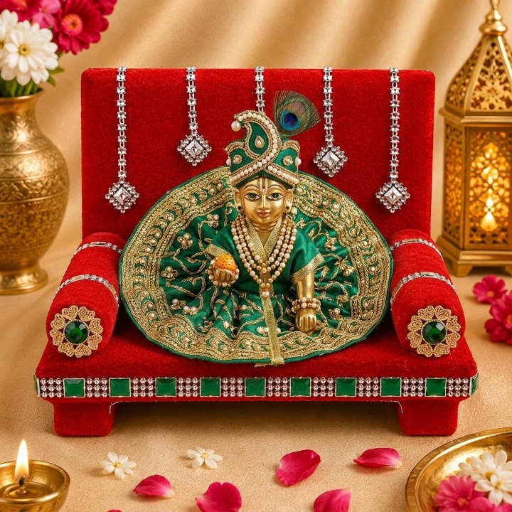 Velvet Radiance: Laddu Gopal's Glorious Singhasan