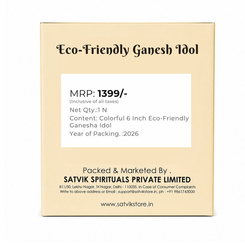 Colorful 6 Inch Eco-Friendly Ganesha Idol in Padmasana Pose