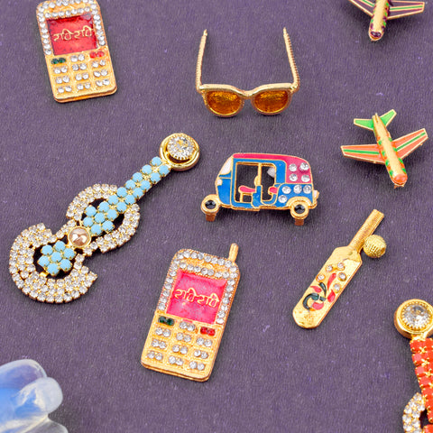 Set of 6 assorted decorative miniature toys designed for Laddu Gopal, ideal for Krishna idol decoration, Janmashtami, and traditional pooja displays. Indiaβs Largest Pooja Accessories Brand β www.satvikstore.in