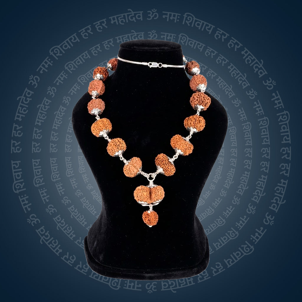 Siddha Mala with 1 Mukhi Sawar Nepal collector grade silver chain Rudraksha mala. India’s Premium Rudraksha Jap Mala Brand - www.satvikstore.in